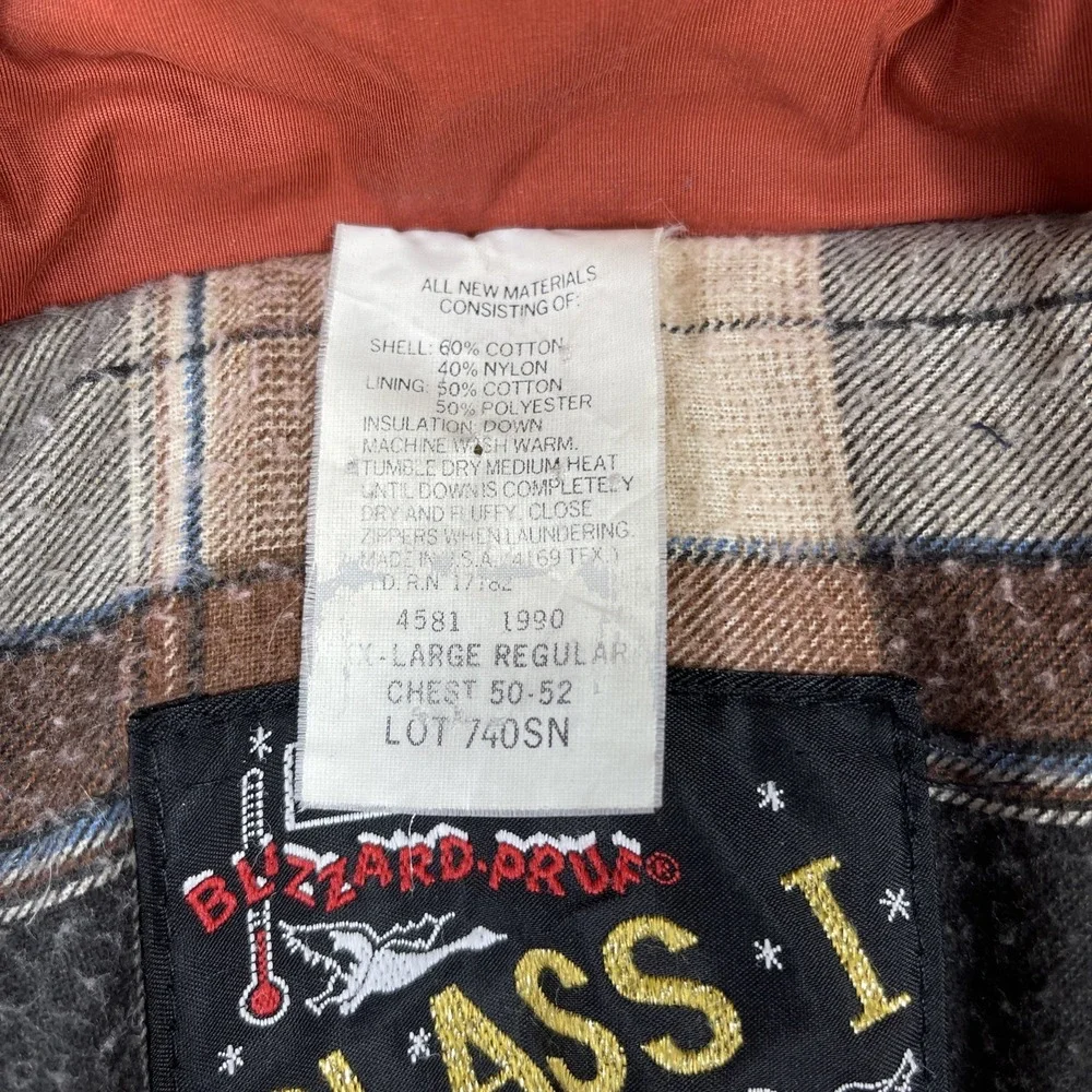 Vintage Walls Blizzard Pruf Down Puffer Vest Mens XL Brown Flannel Lined USA 80s